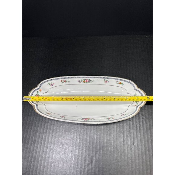 Vintage Hand Painted Nippon Porcelain Oblong Celery Dish  11 1/2 inches long - Picture 3 of 7